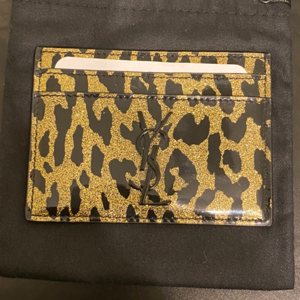 COPY - YSL Saint Laurent Monogram Patent Leather Card Holder In Leopard Print